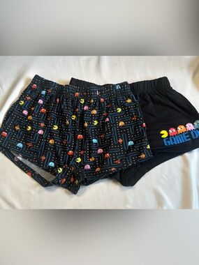 Women’s Black Pac-Man Print Cotton Lounge‎ Shorts - Pack of 2